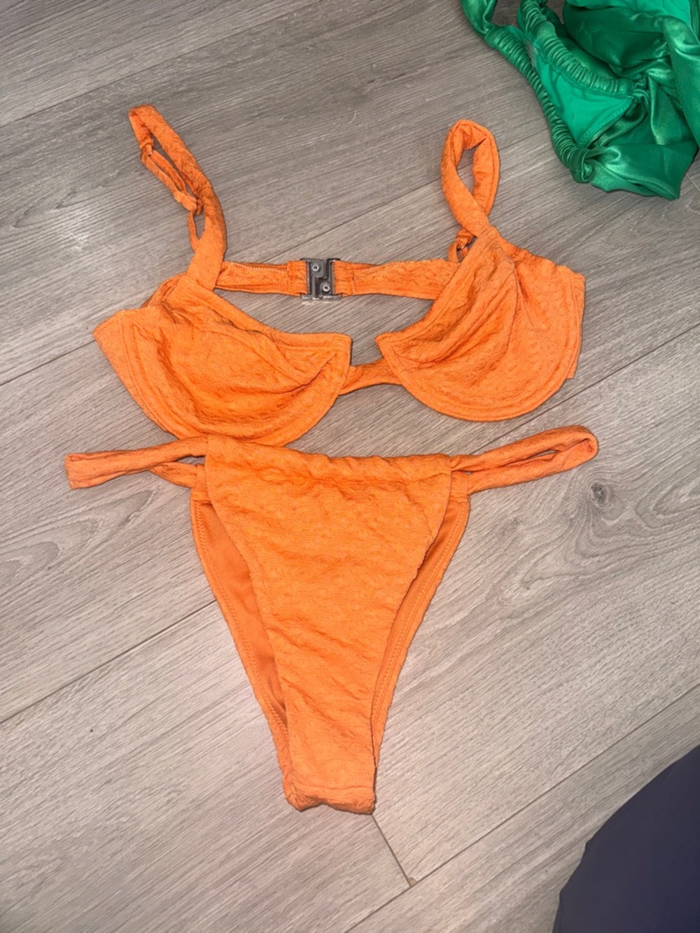 Peppermayo Bright Orange Textured Bikini Set